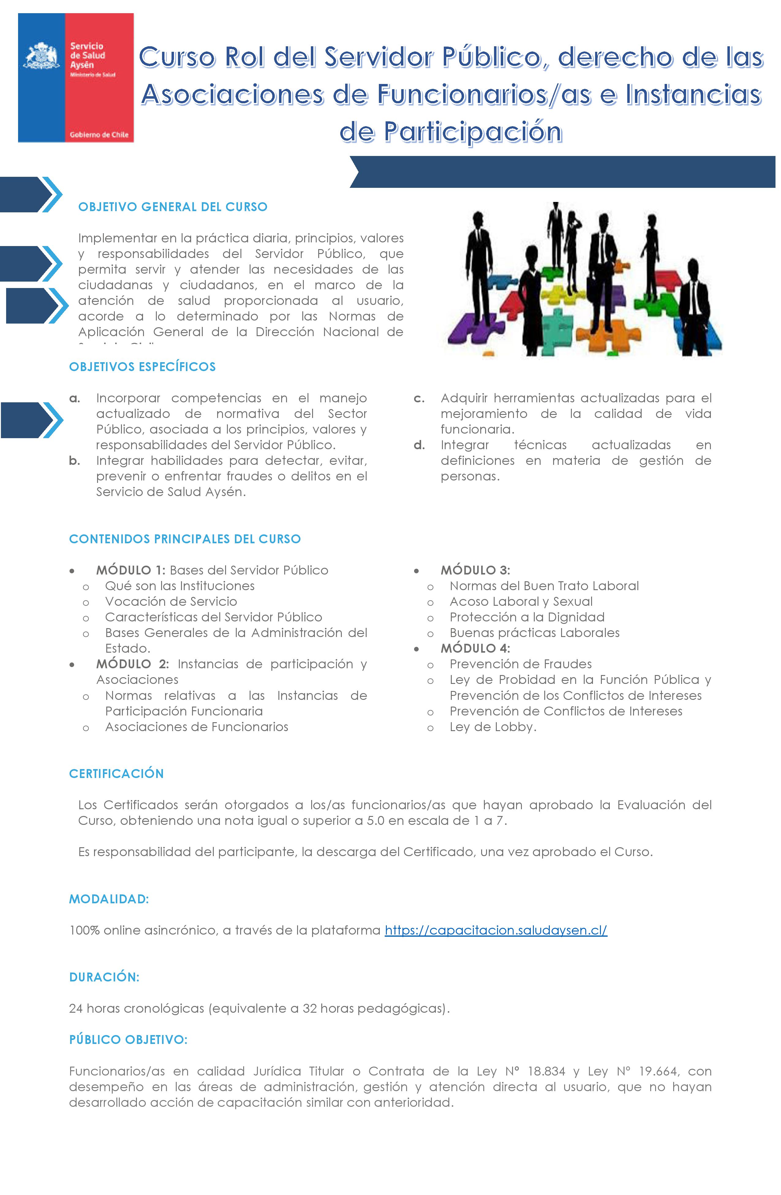Curso Rol del Servidor Público, derecho de las Asociaciones de Funcionarios/as e Instancias de Participación