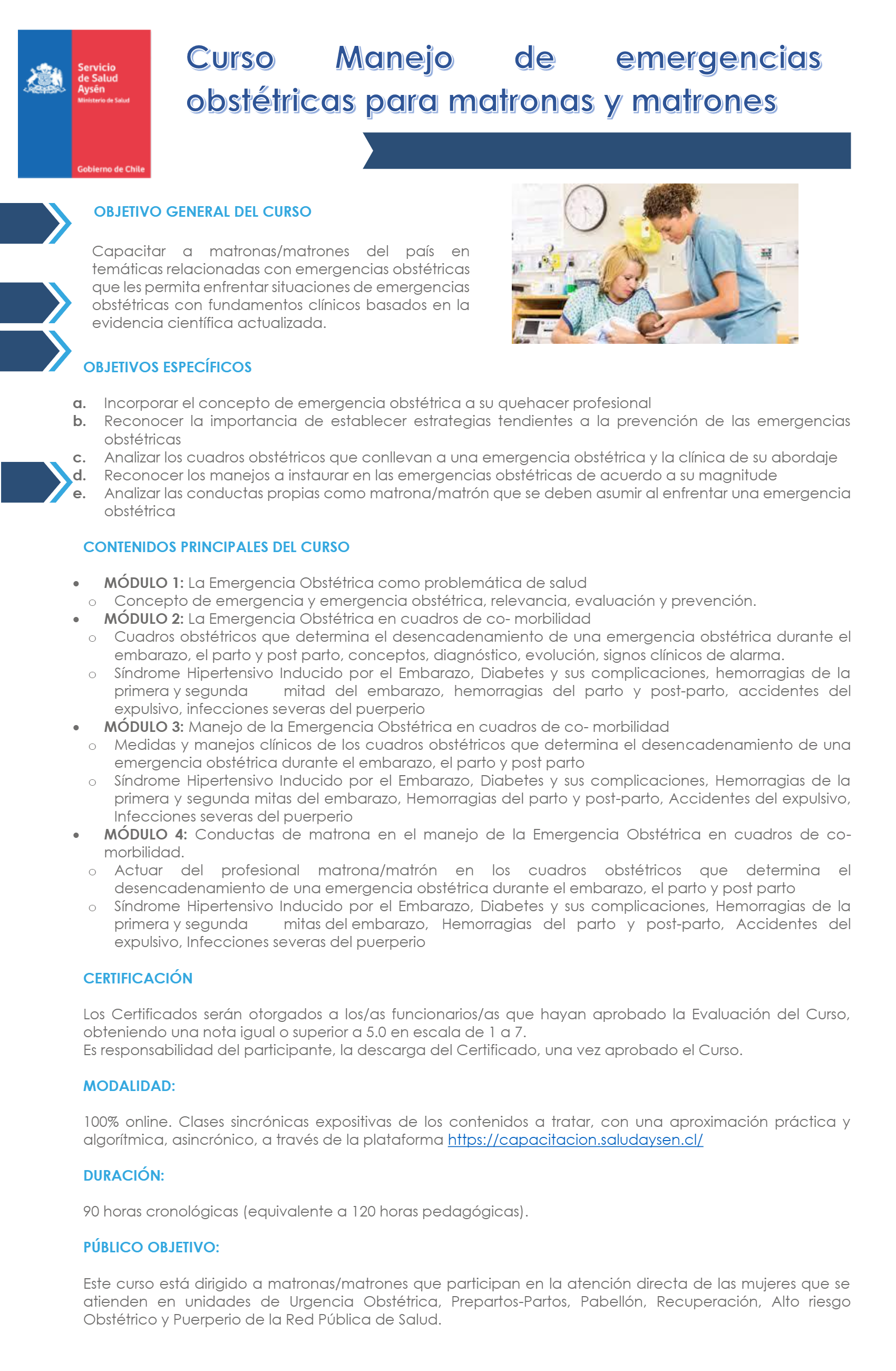 Curso Manejo de emergencias obstétricas para matronas y matrones