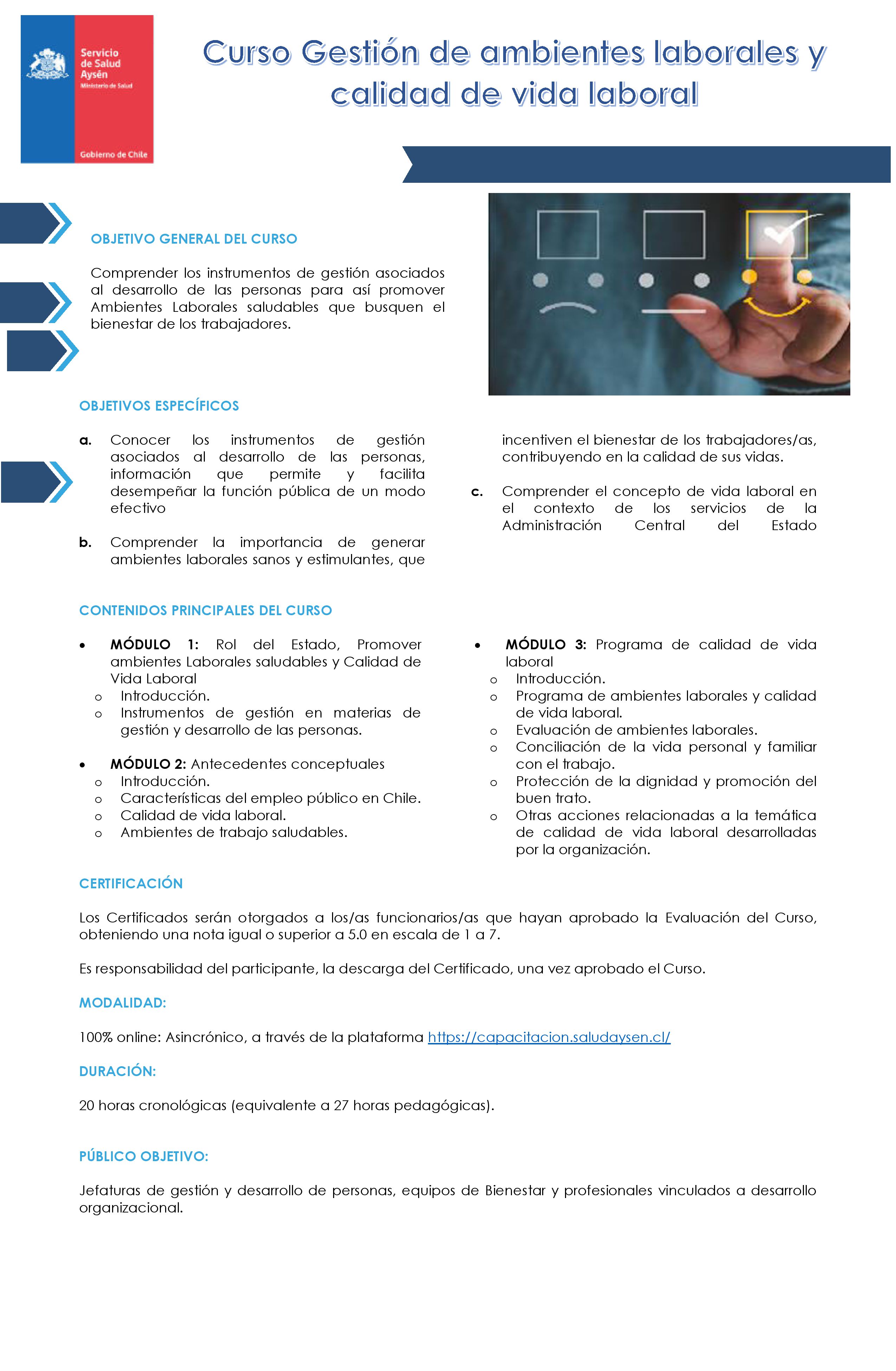 Curso Gestión de ambientes laborales y calidad de vida laboral